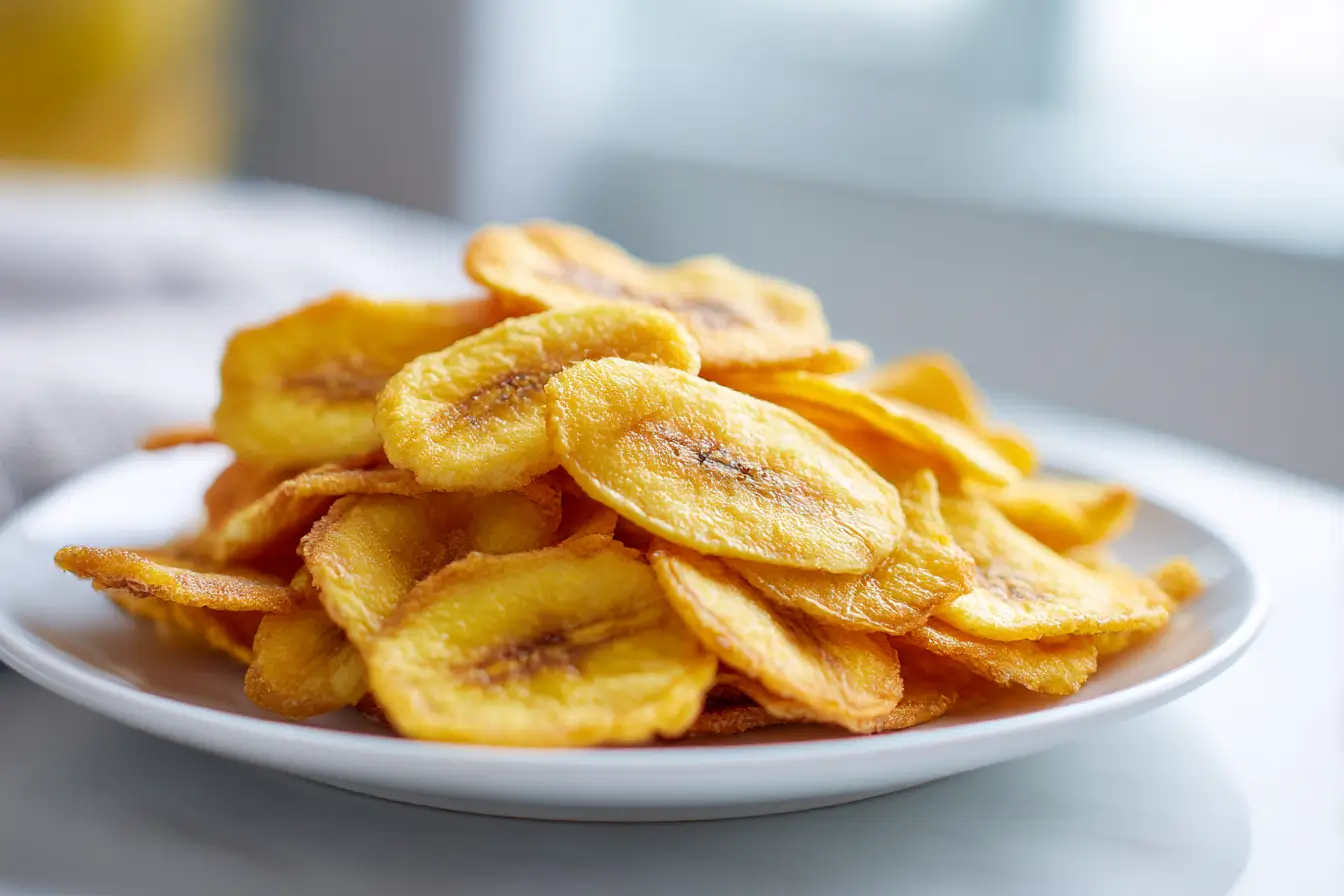 Leckere Bananenchips aus dem Airfryer, knusprig und gesund.