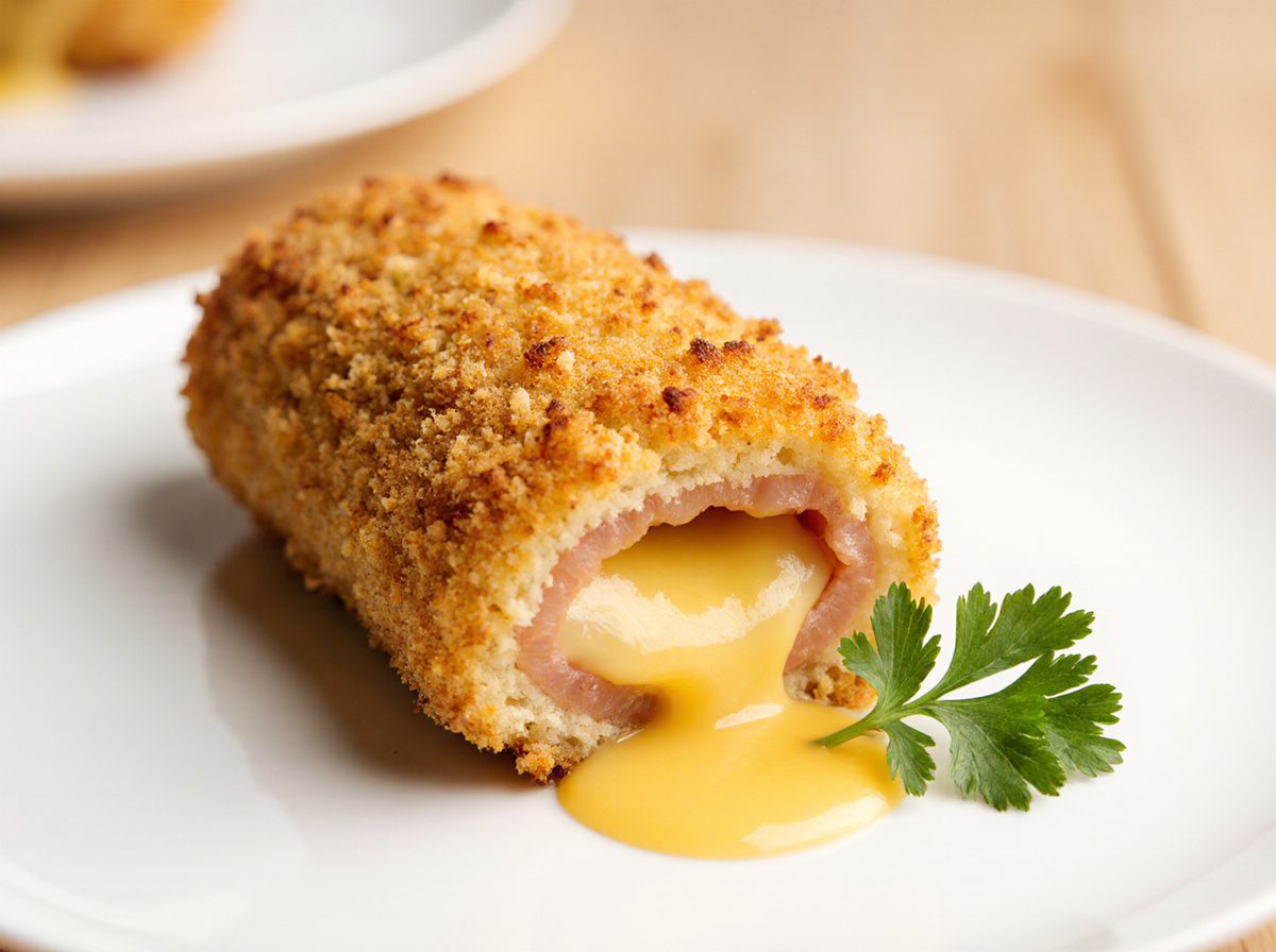 Leckeres Cordon Bleu in der Heißluftfritteuse, zart und knusprig zubereitet.