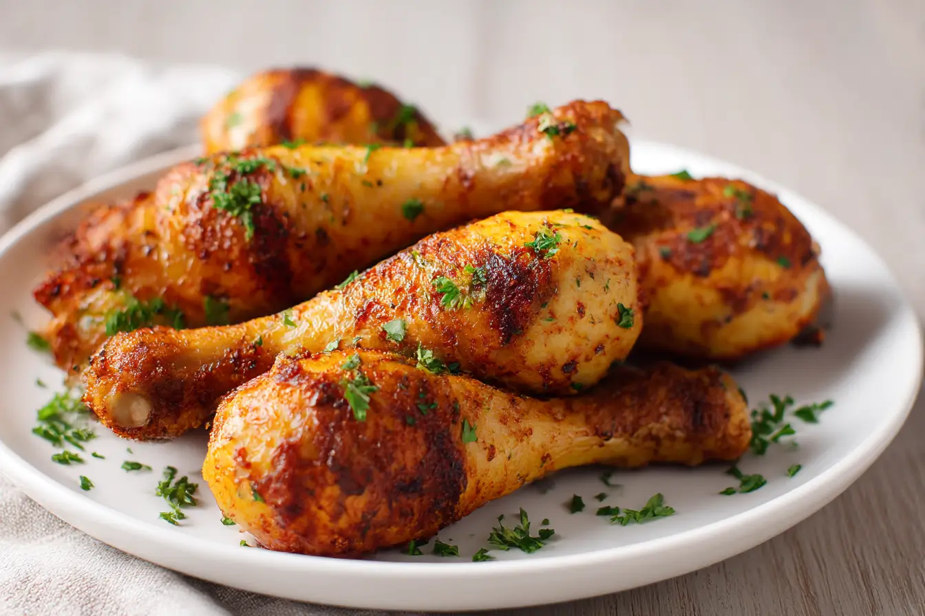 Saftiger Drumstick in der Heißluftfritteuse für knusprigen Genuss ohne schlechtes Gewissen.