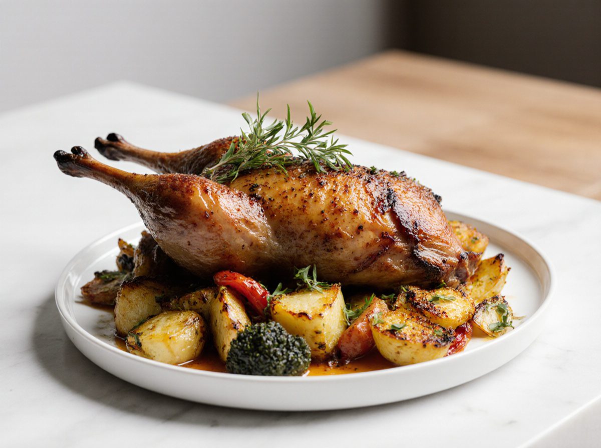 Zarte Ente, perfekt zubereitet in der Heißluftfritteuse für das perfekte Dinner.