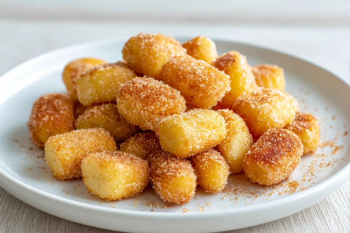 Leckere Gnocchi mit Zimt und Zucker, perfekt zubereitet in der Heißluftfritteuse.