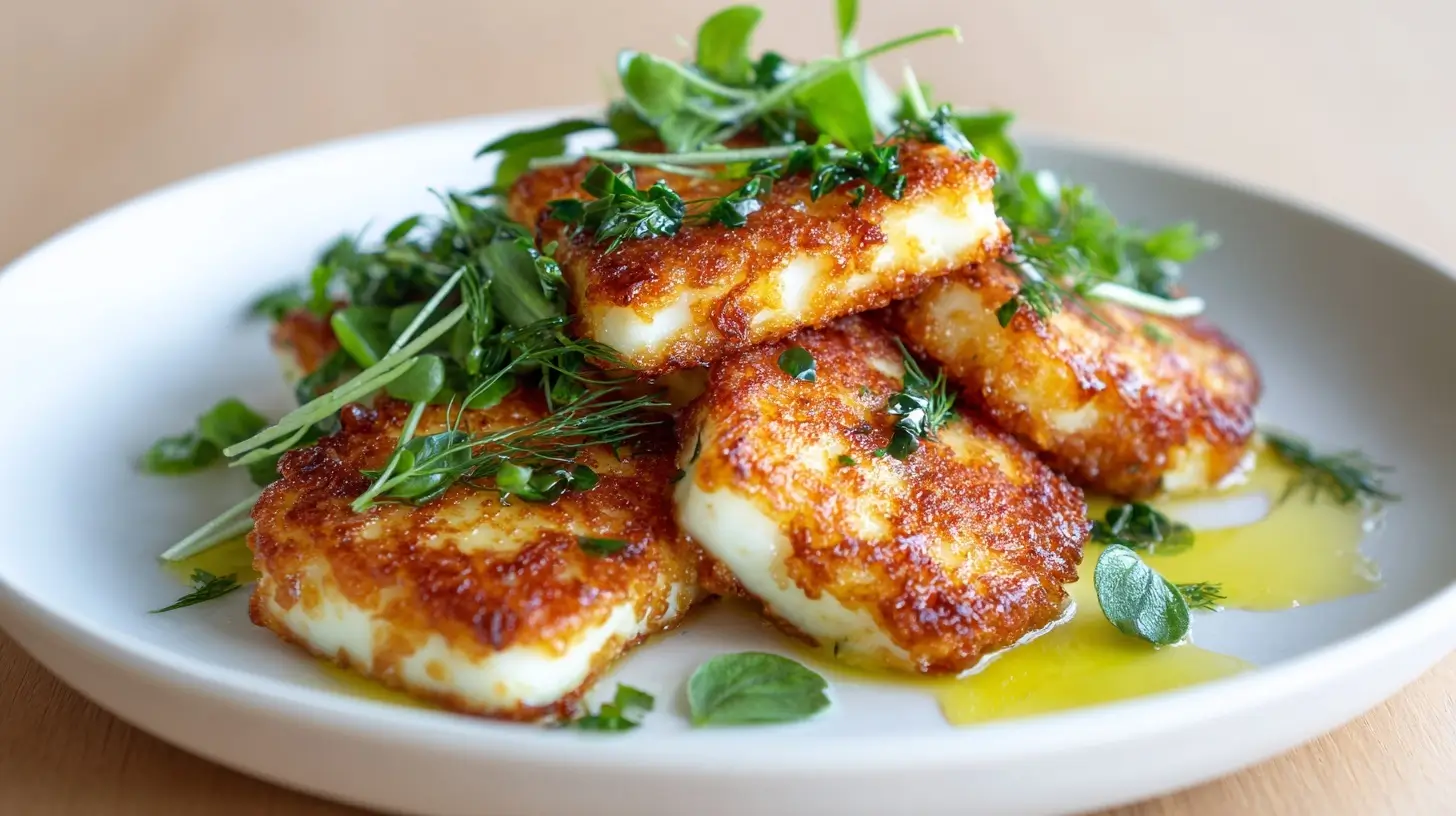 Knuspriger Halloumi, perfekt zubereitet in der Heißluftfritteuse, für einen köstlichen Snack.