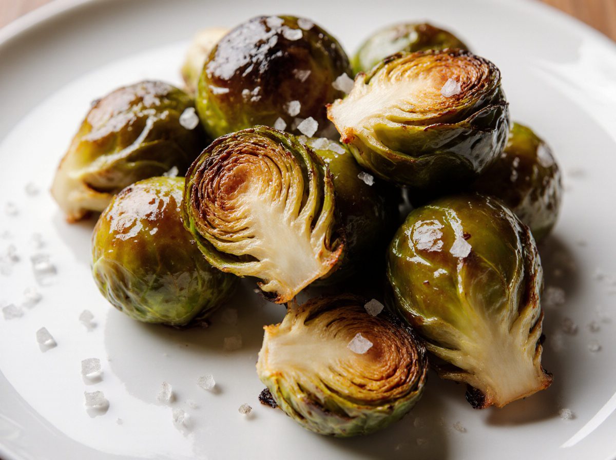 Leckere Rosenkohl aus der Heißluftfritteuse, knusprig und perfekt gewürzt.