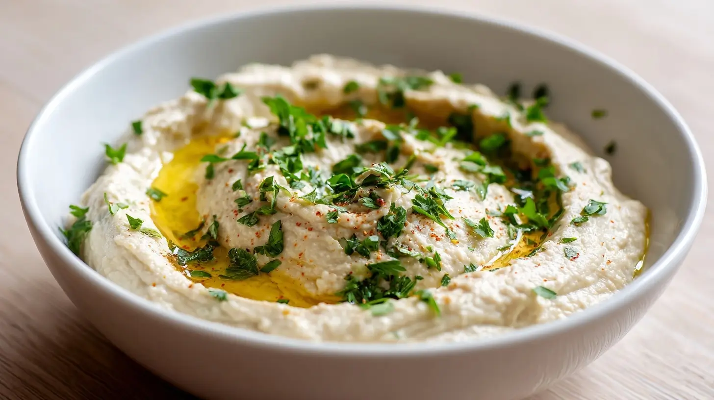 Leckeres Baba Ganoush, frisch zubereitet im Airfryer, mit rauchigem Geschmack und cremiger Textur.