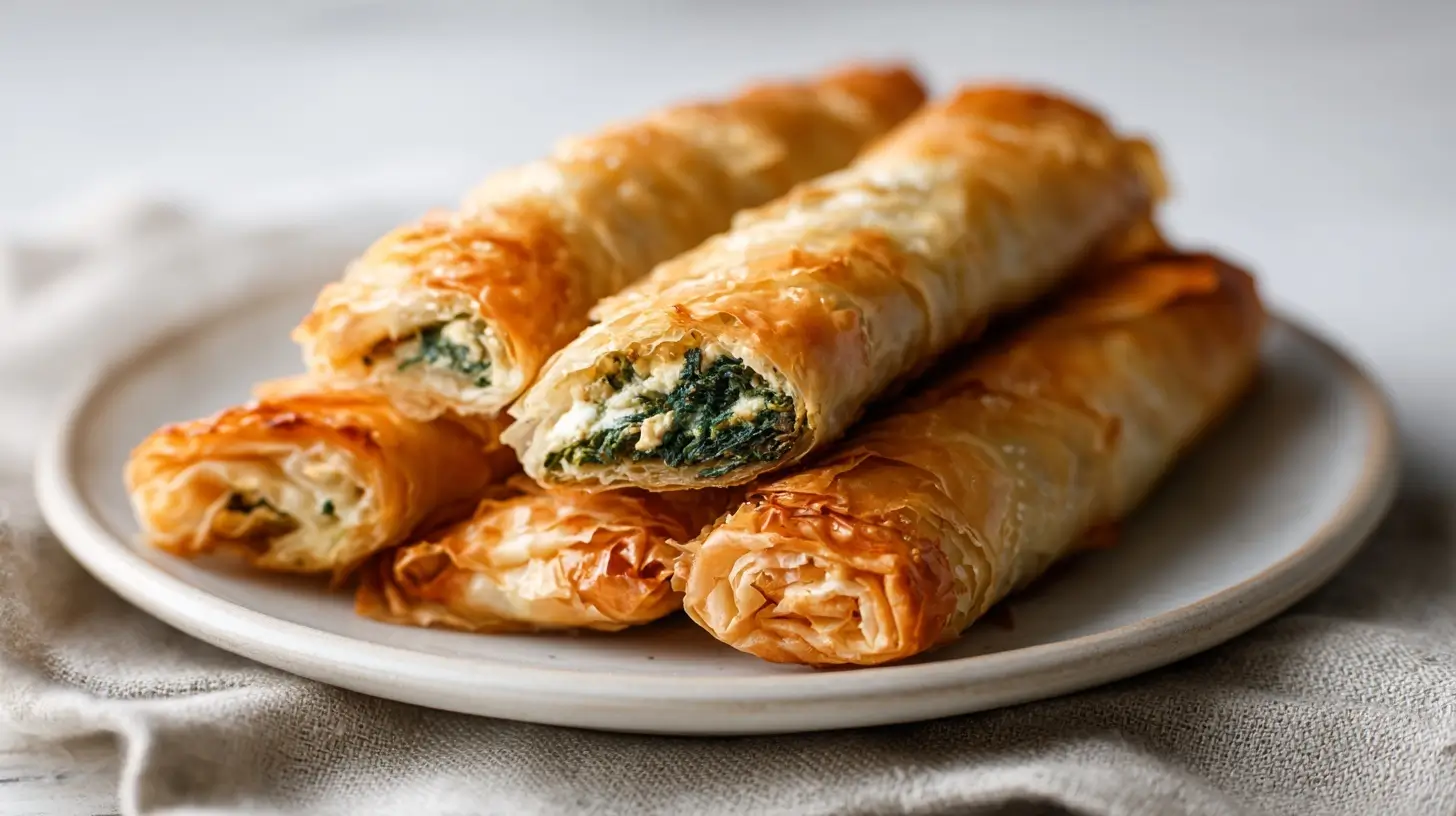 Köstlicher Börek im Airfryer, goldbraun und knusprig zubereitet.