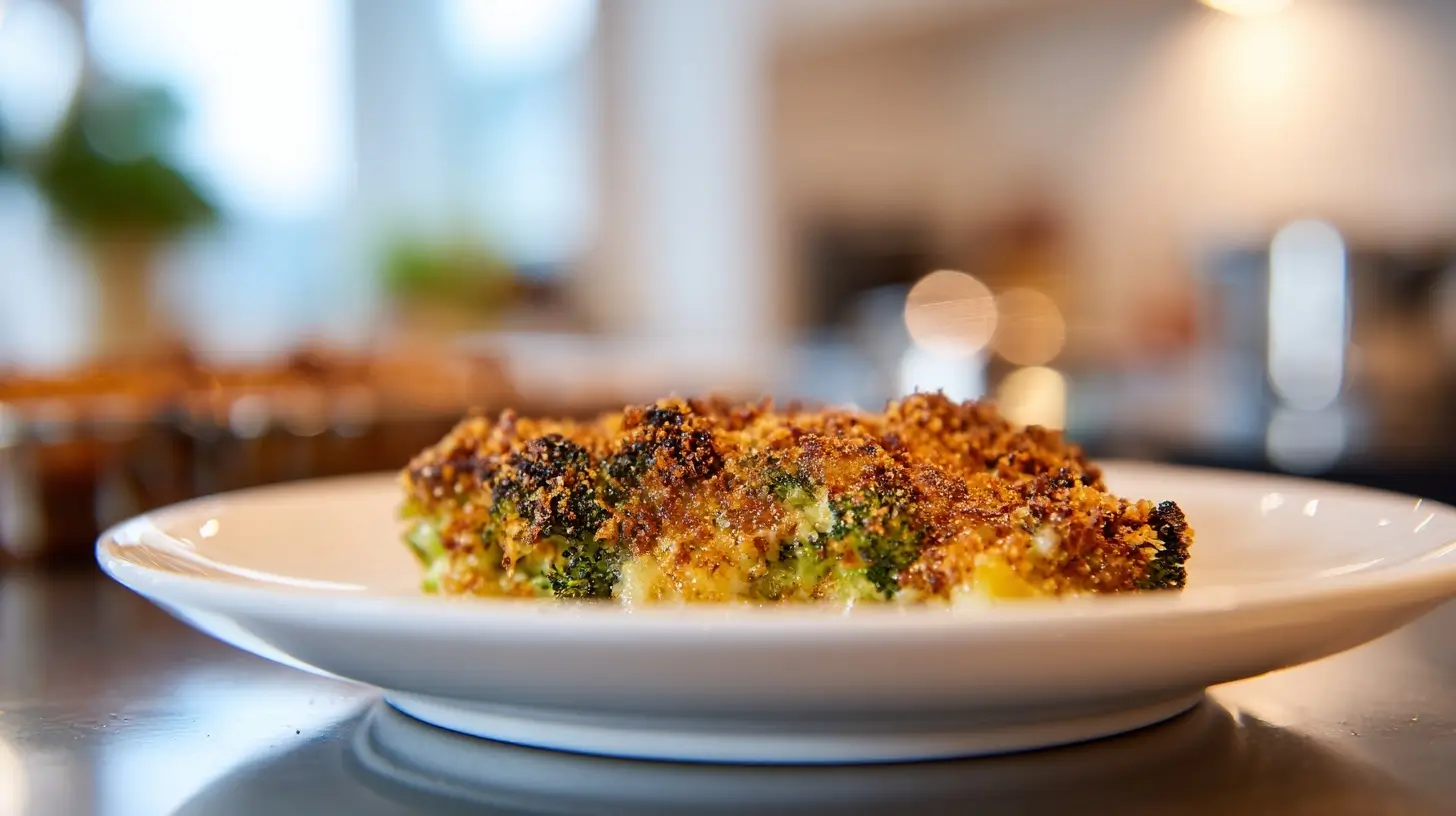 Verführerisches Brokkoli-Gratin, perfekt zubereitet im Airfryer für einen gesunden Genuss.