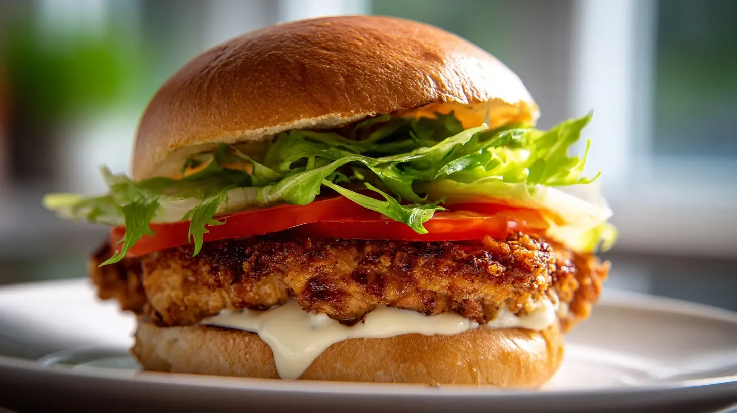 Leckere, knusprige Chicken-Burger aus der Heißluftfritteuse, ideal für ein schnelles Abendessen.
