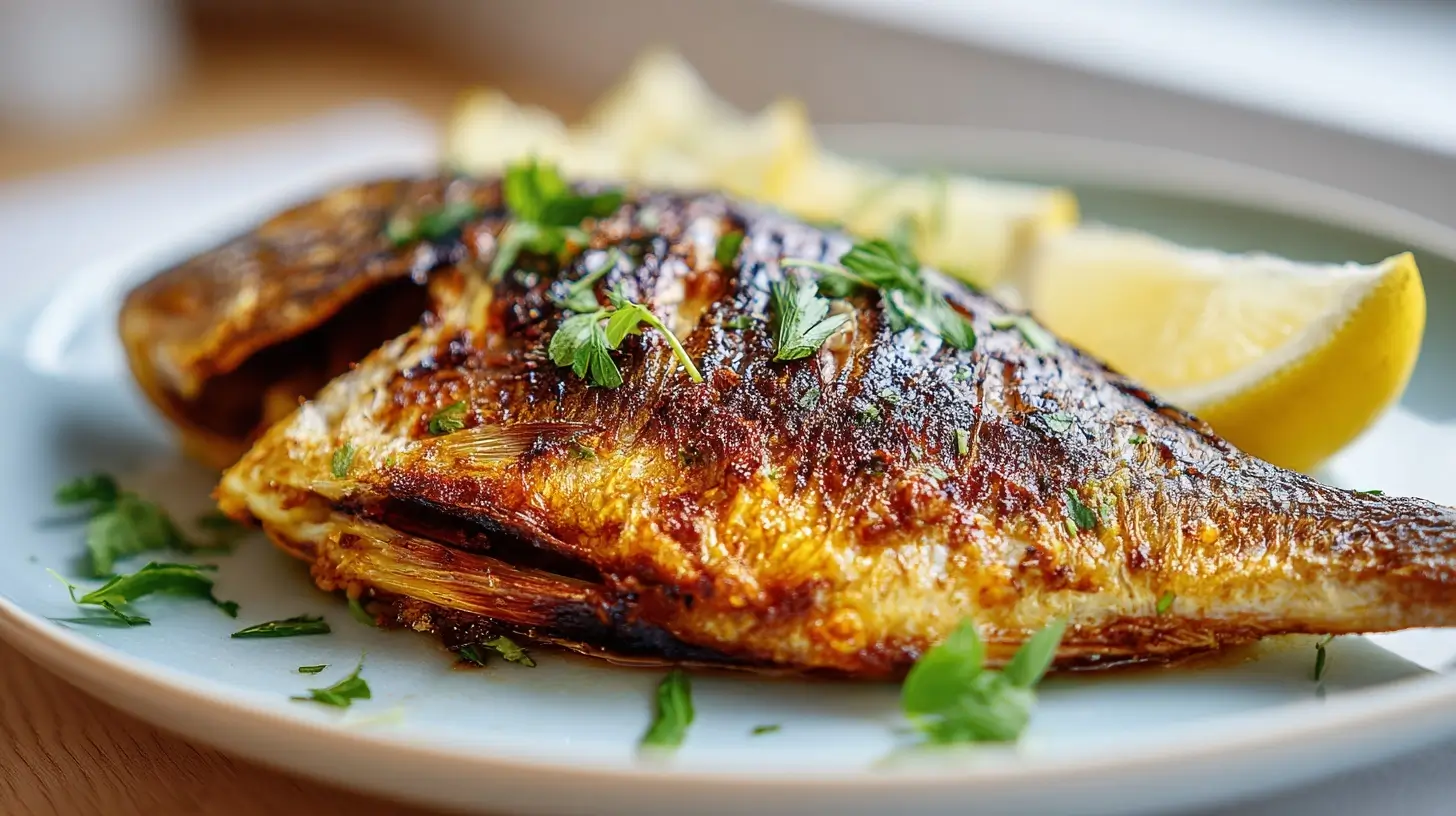 Saftige Dorade, perfekt zubereitet in der Heißluftfritteuse für ein gesundes Abendessen.