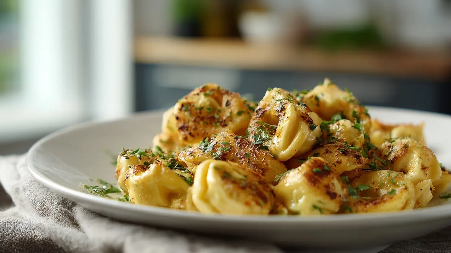 Leckere gebackene Tortellini aus der Heißluftfritteuse, perfekt knusprig und voller Geschmack.