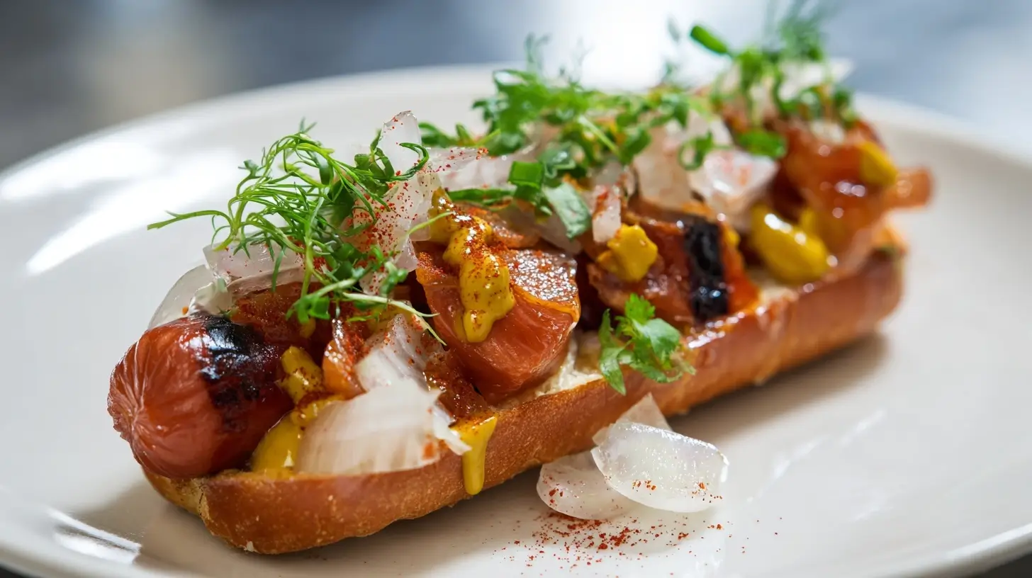 Leckere Hot Dogs aus der Heißluftfritteuse mit knusprigem Brötchen und frischem Belag.