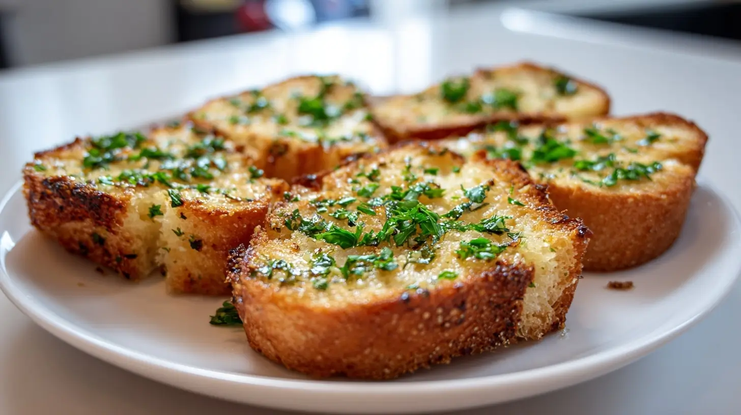 Leckeres Knoblauchbrot, perfekt zubereitet im Airfryer für knusprige Genussmomente.