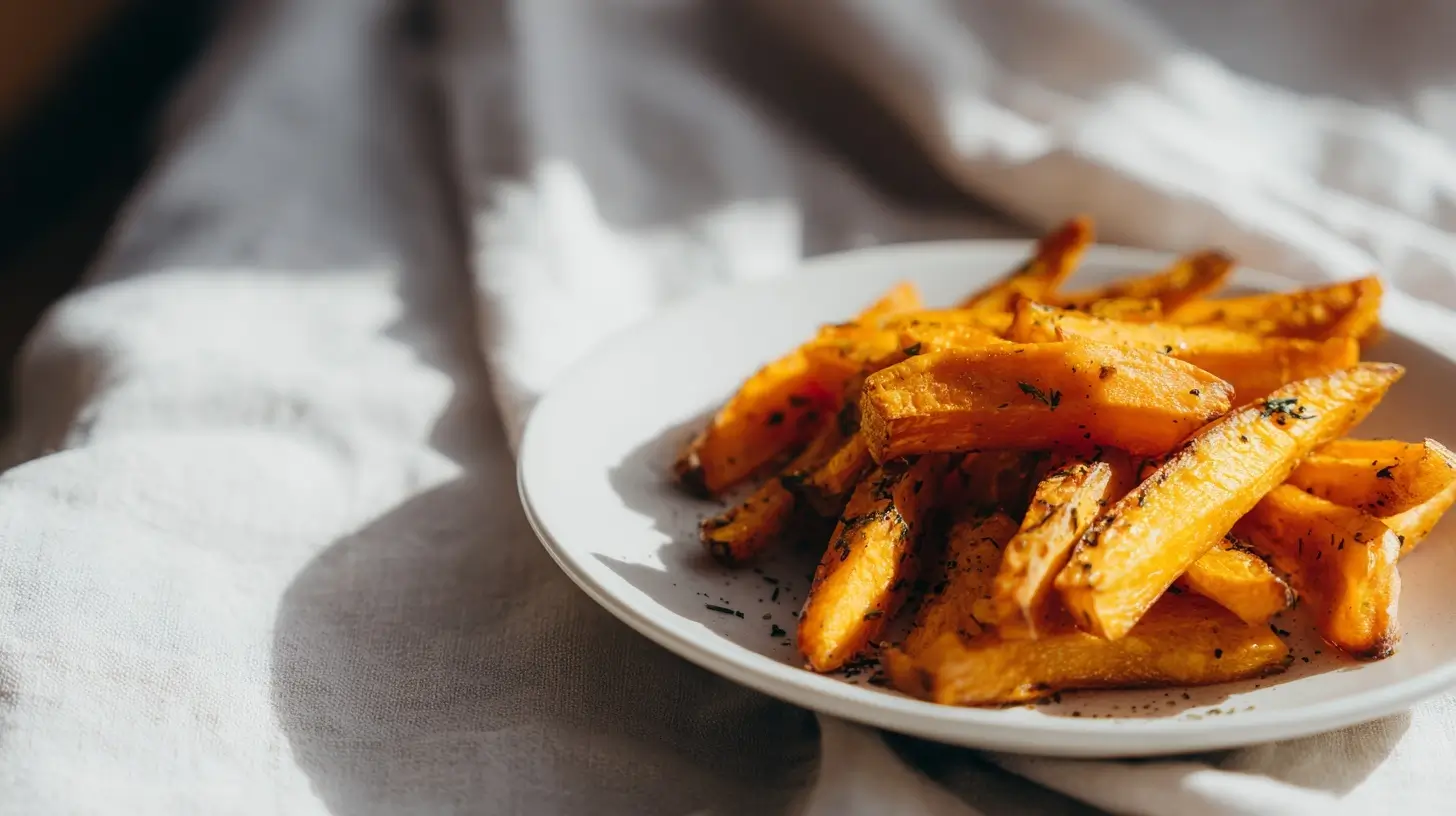 Leckere Kürbis Pommes, perfekt zubereitet in der Heißluftfritteuse, knusprig und gesund.