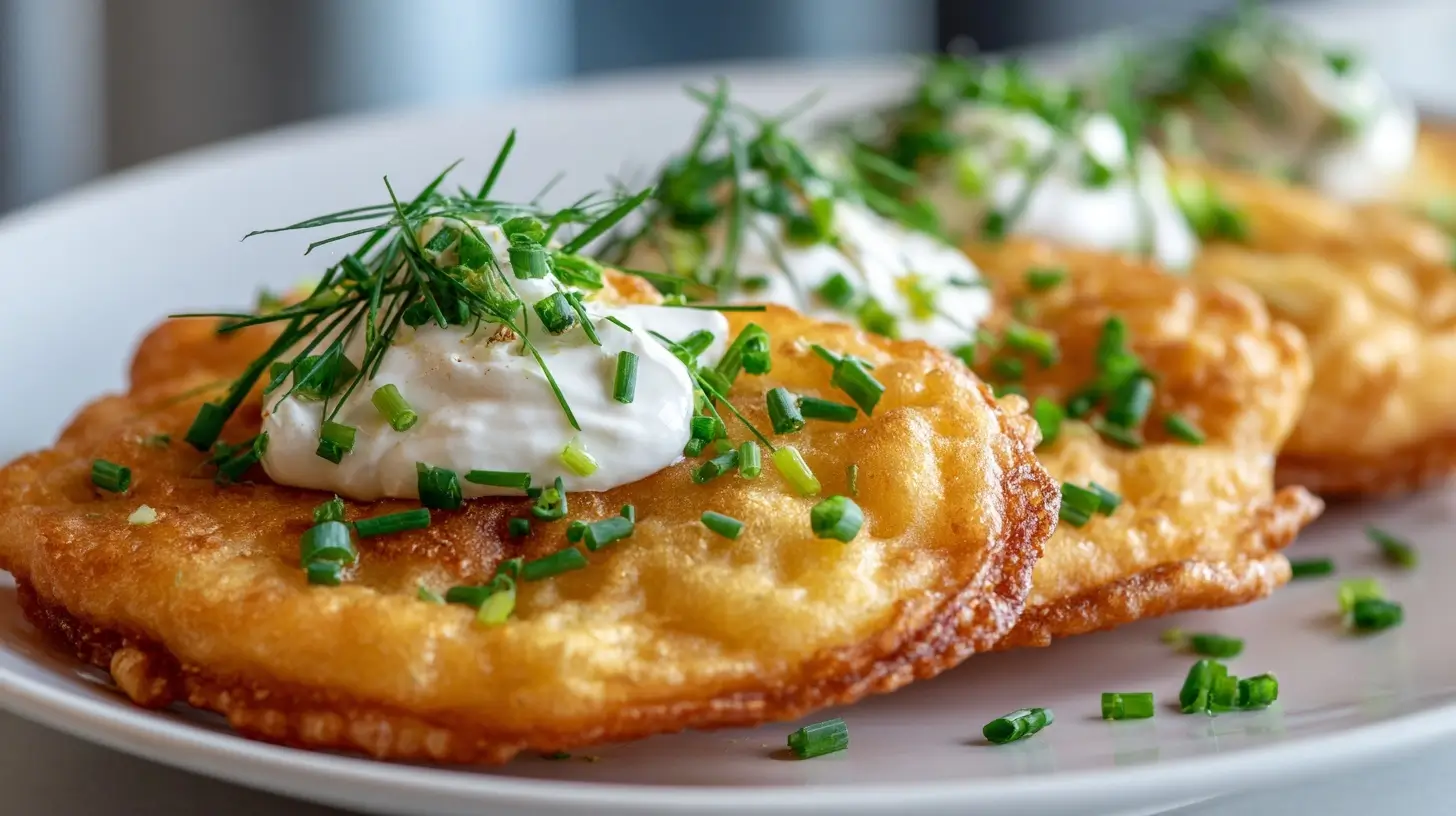 Delikate Langos aus der Heißluftfritteuse, knusprig und lecker.