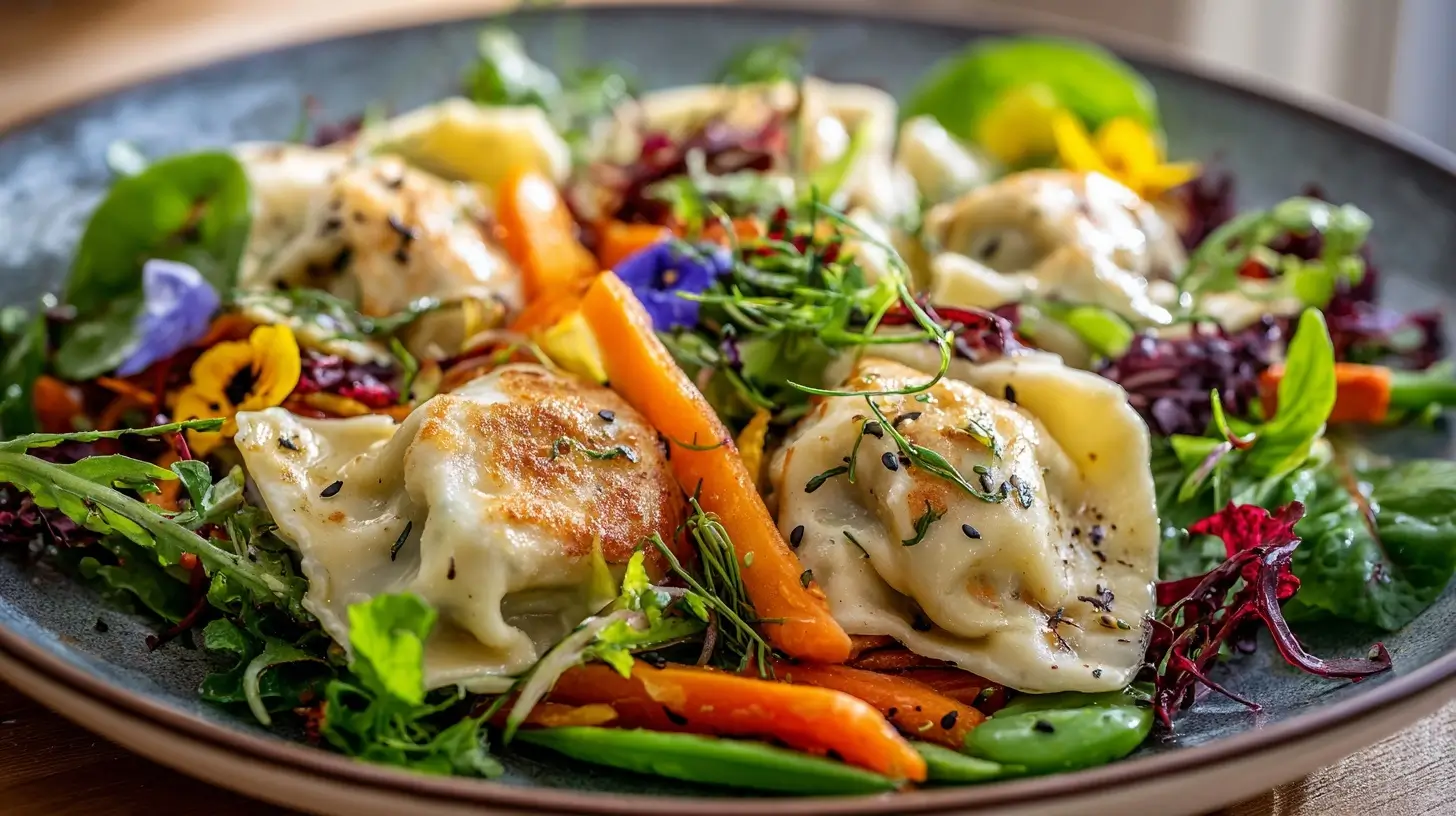 Leckerer Maultaschensalat aus der Heißluftfritteuse, ideal für eine gesunde Mahlzeit.