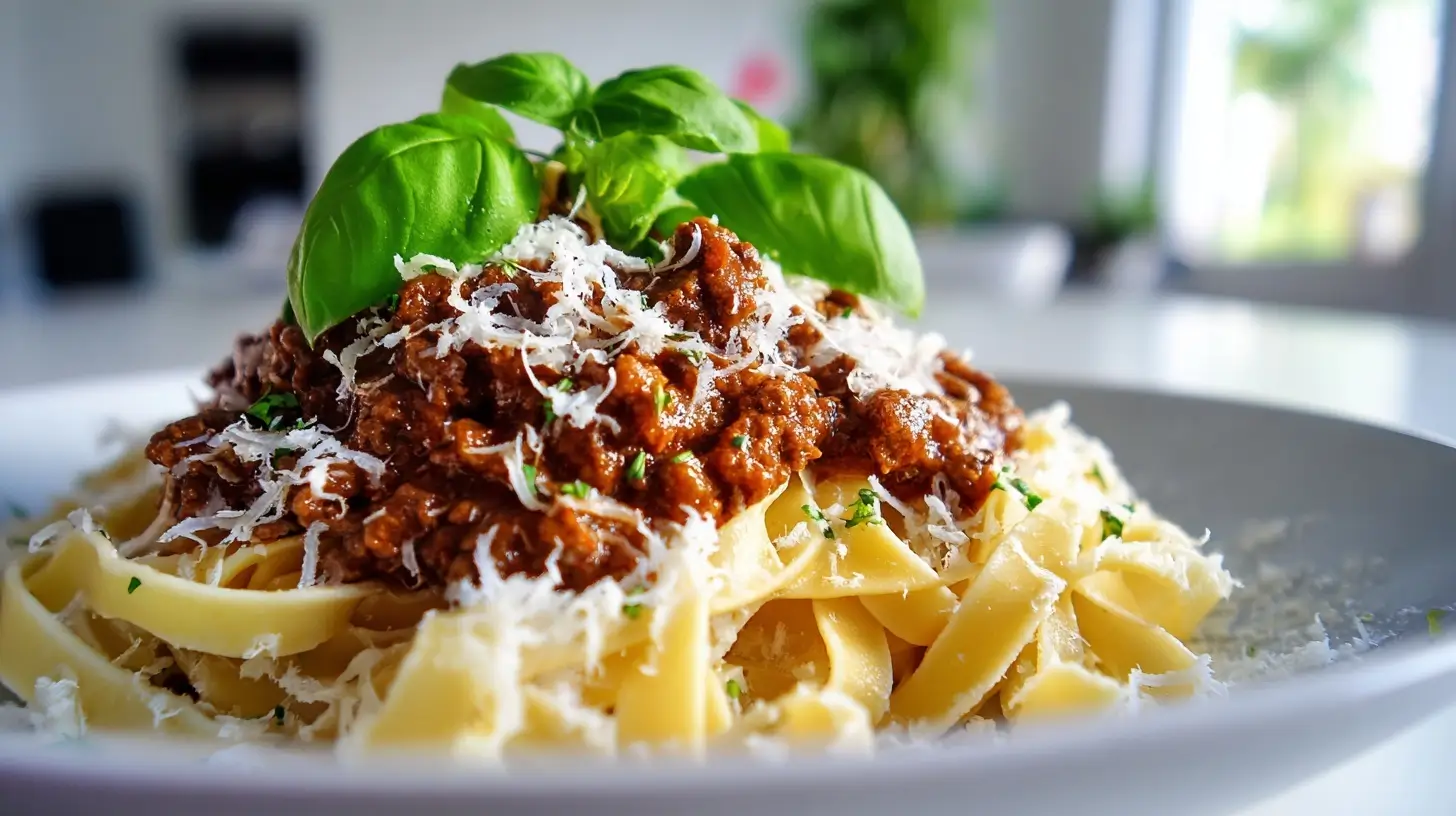 Herzhaftes Ragù Bolognese, zubereitet in der Heißluftfritteuse für einen köstlichen Genuss.