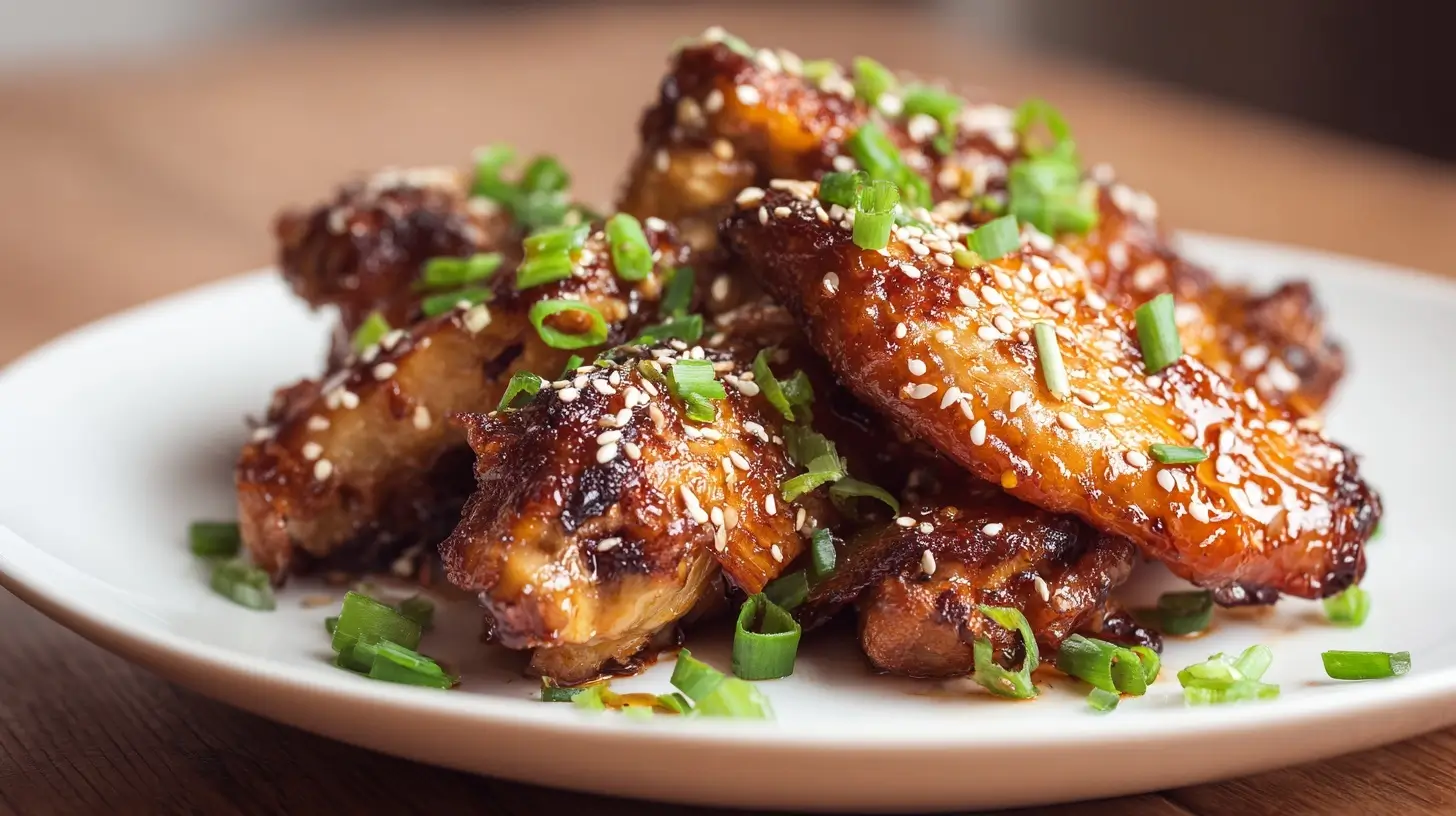 Knusprige Teriyaki Hähnchenflügel aus der Heißluftfritteuse mit köstlicher Glasur.