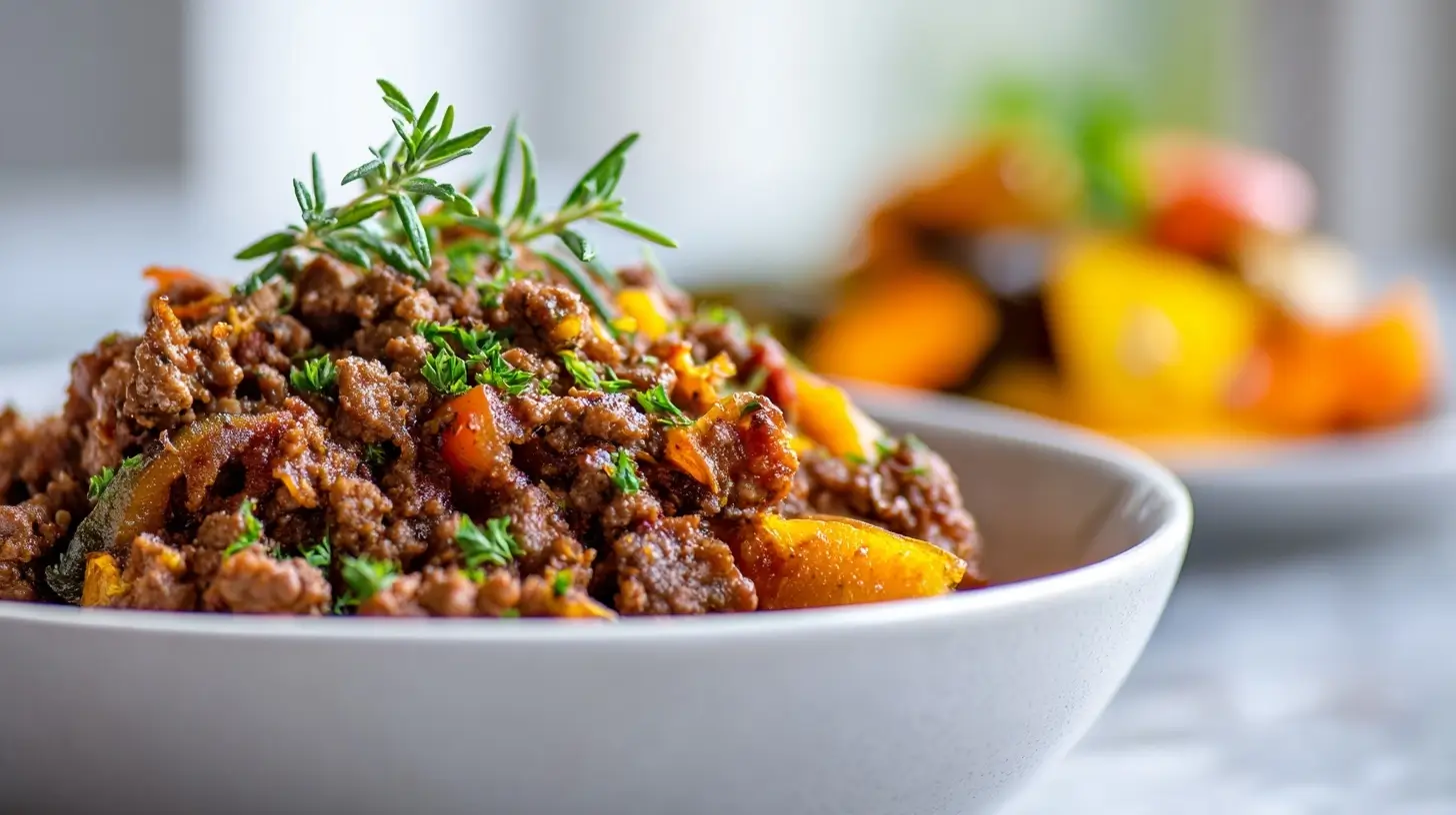 Köstliches Hackfleischgericht aus dem Airfryer, saftig und aromatisch zubereitet.