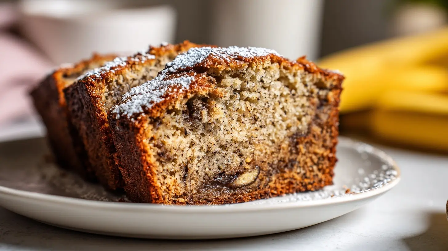 Leckeres Bananenbrot, das im Airfryer perfekt gebacken wurde.