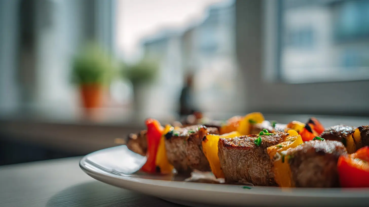 Leckere grillfackeln aus dem Airfryer mit perfekten Grillspuren.