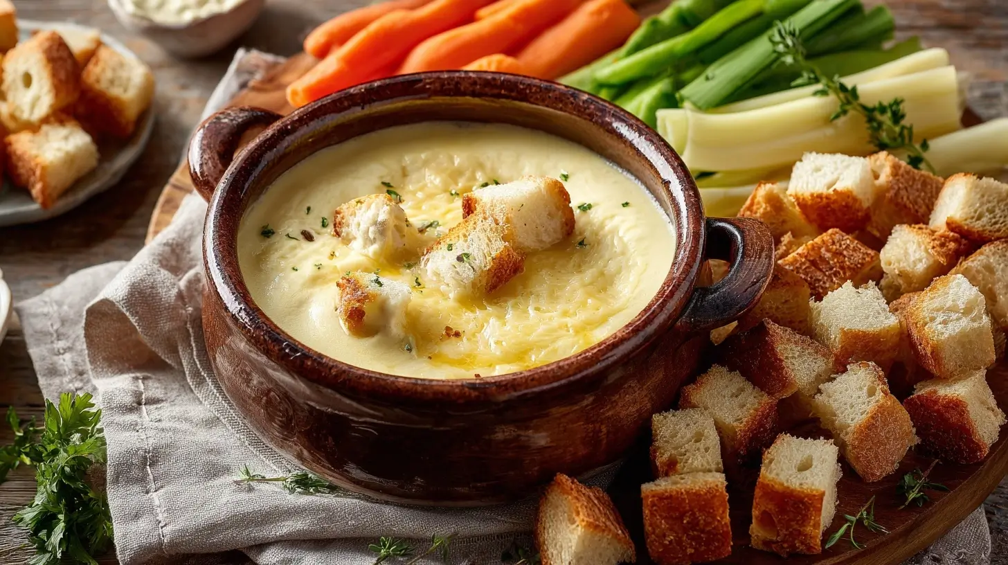 Leckeres Käsefondue zubereitet im Airfryer für ein einfaches und schnelles Erlebnis.