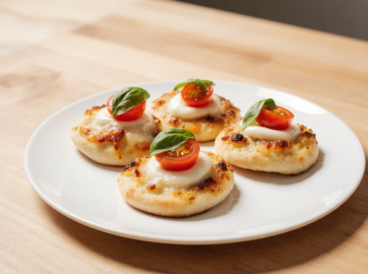 Leckere mini pizzen aus dem Airfryer, perfekt knusprig und saugend wohlschmeckend.