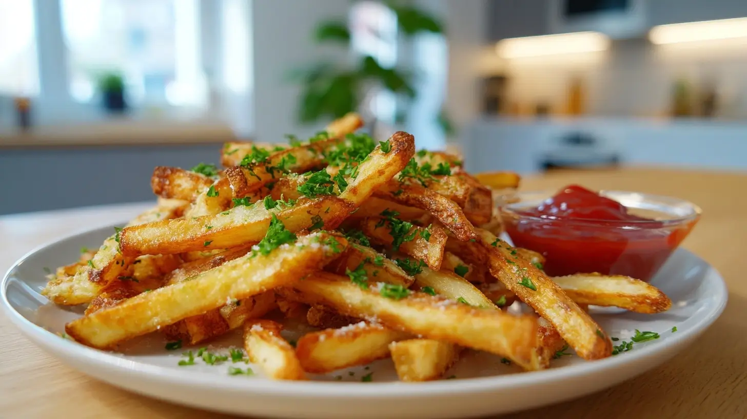 Krosse und goldene Pommes aus dem Airfryer, perfekt für jeden Snack.