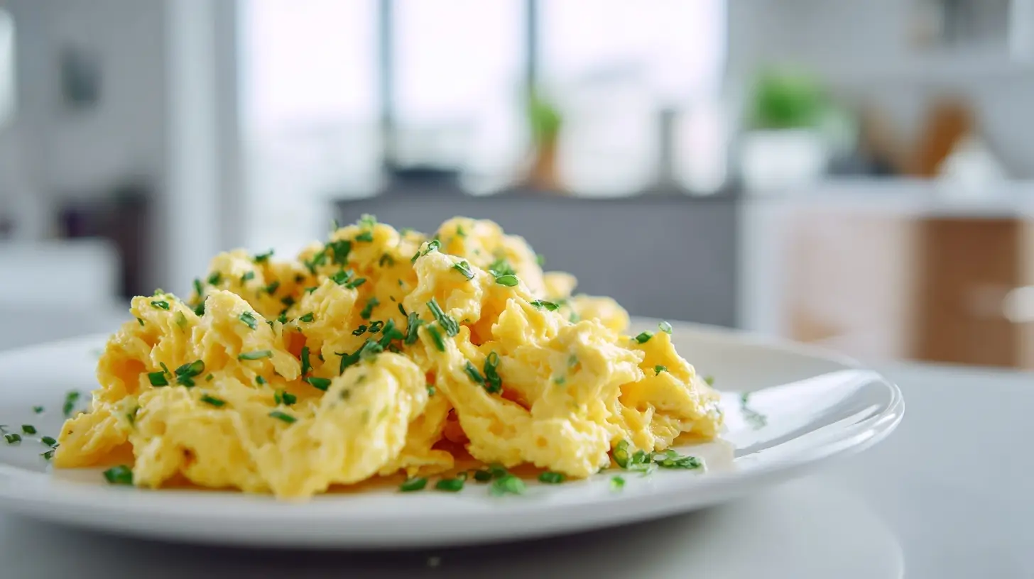 Leckere Rühreier im Airfryer, perfekt fluffig und schnell zubereitet.