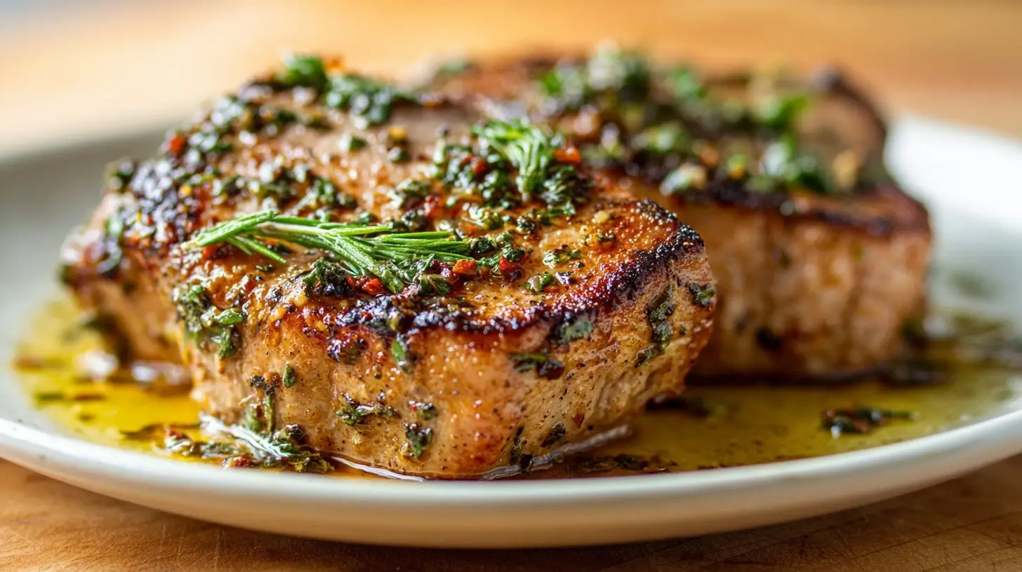 Saftiges Schweinerückensteak, perfekt zubereitet im Airfryer für ein schnelles und leckeres Abendessen.