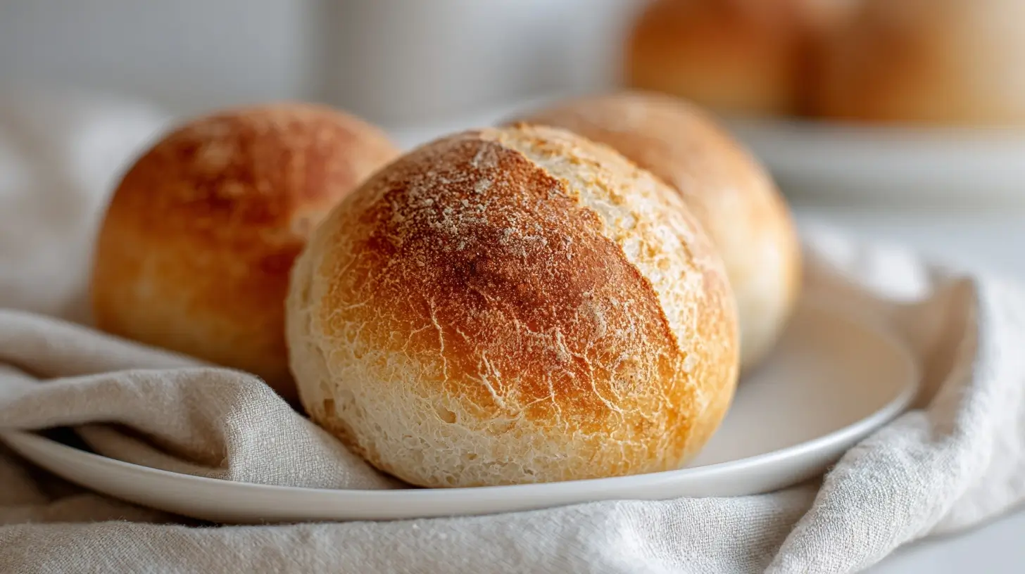 Leckere Quark Brötchen aus dem Airfryer, goldbraun und fluffig.