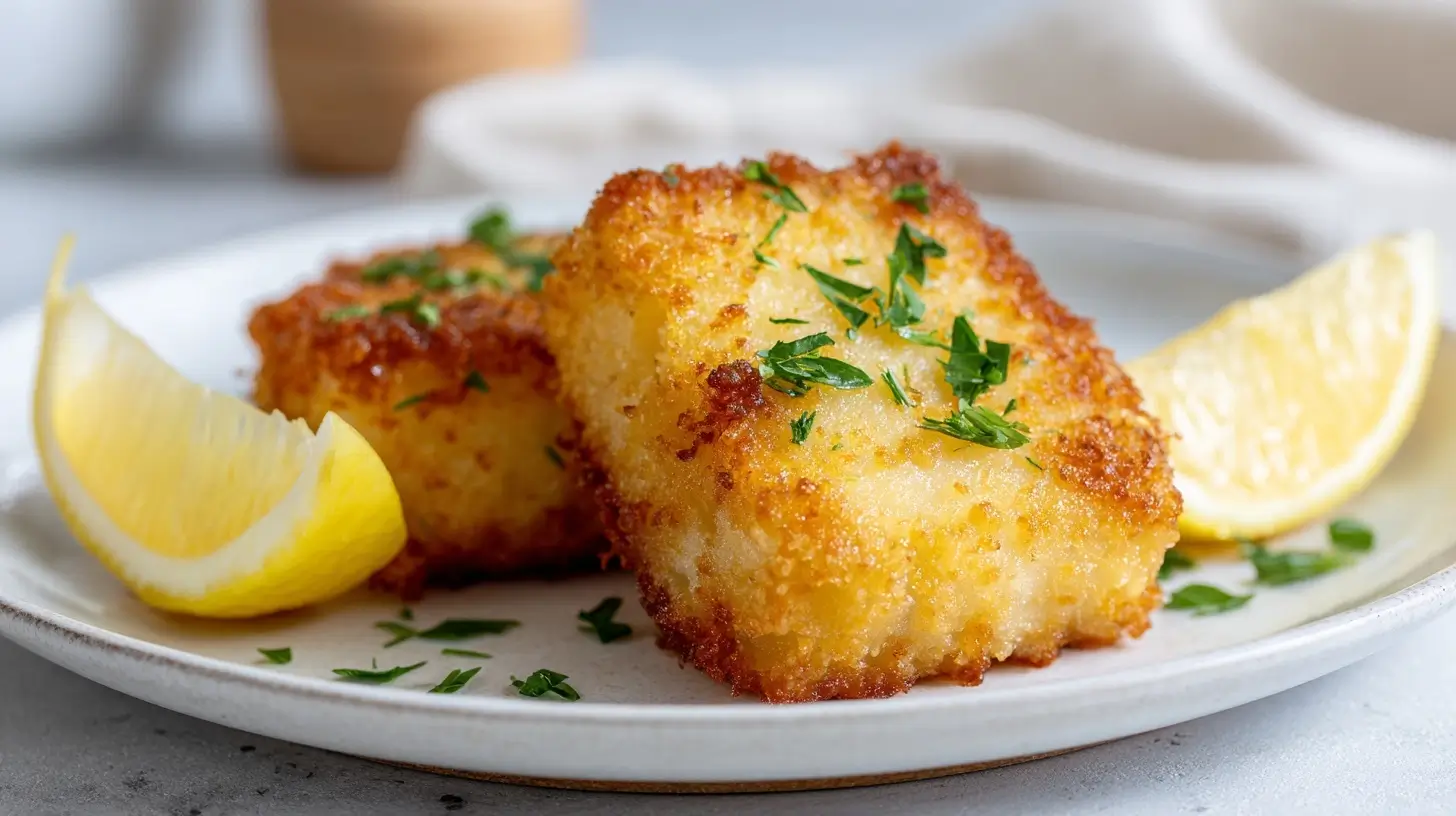 Goldbraun gebackenes Saganaki im Airfryer mit perfekt geschmolzenem Käse.