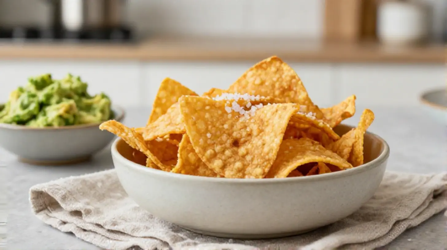 Knusprige Tortilla Chips aus dem Airfryer, perfekt für Snacks und Partys.