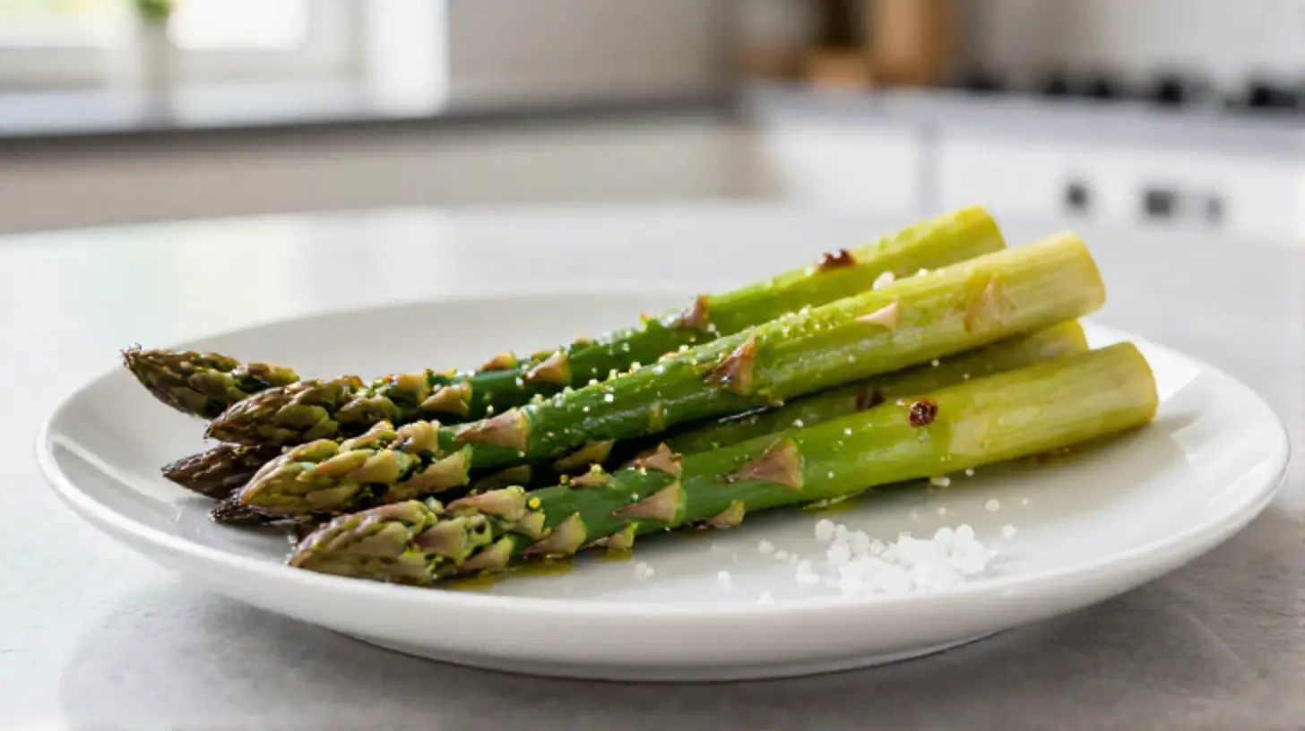 Leckerer grüner Spargel aus dem Airfryer, perfekt zubereitet für gesunde Mahlzeiten.