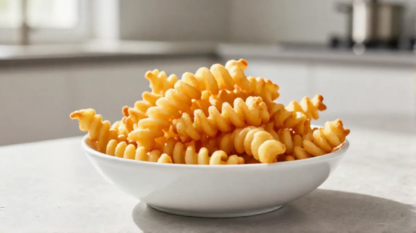 Köstliche lockige Pommes aus dem Airfryer, perfekt knusprig und aromatisch.