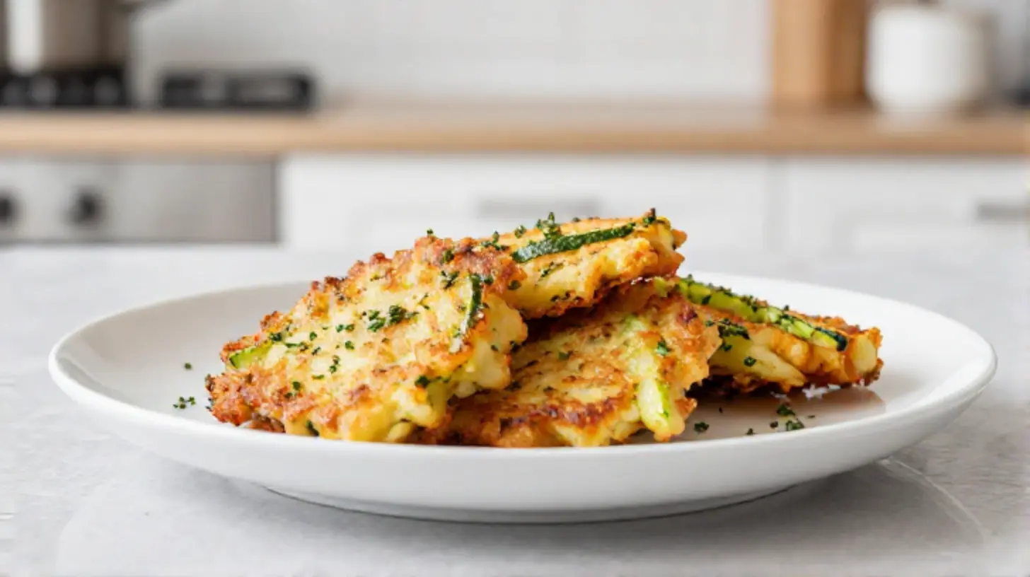 Leckere Kartoffel-Zucchini-Puffer aus dem Airfryer, perfekt knusprig und gesund.