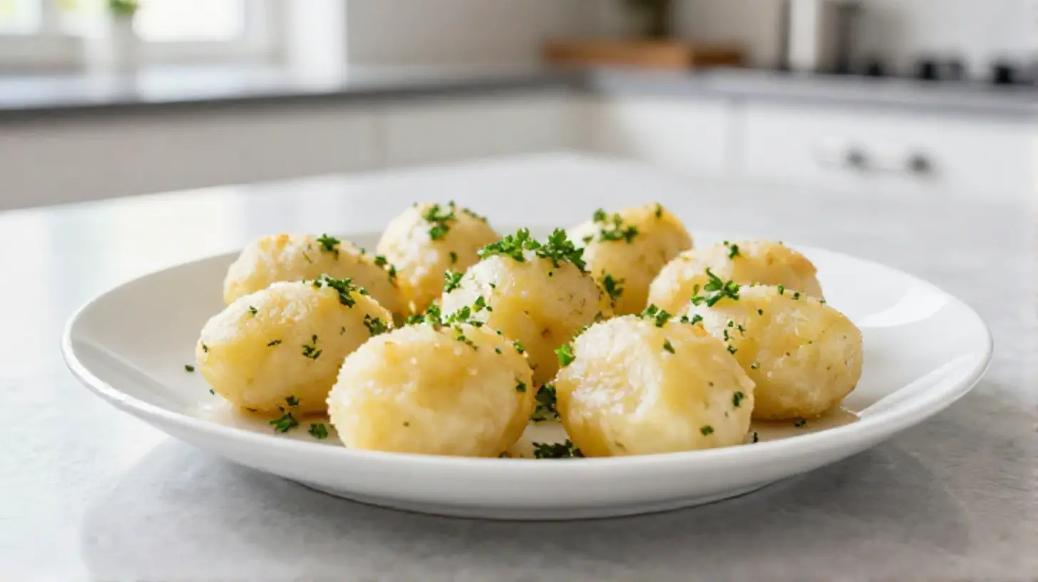 Leckere Kartoffelknödel, perfekt zubereitet im Airfryer für eine gesunde Variante.