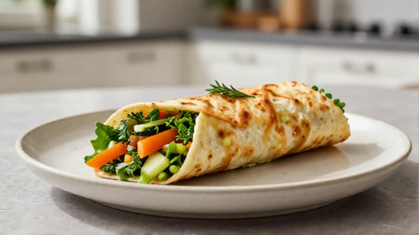 Leckere Kartoffelwraps aus dem Airfryer mit frischem Gemüse und würziger Füllung.