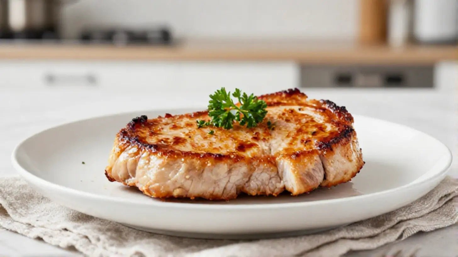 Saftiges Kassler, perfekt gegart im Airfryer, mit goldbrauner Kruste.