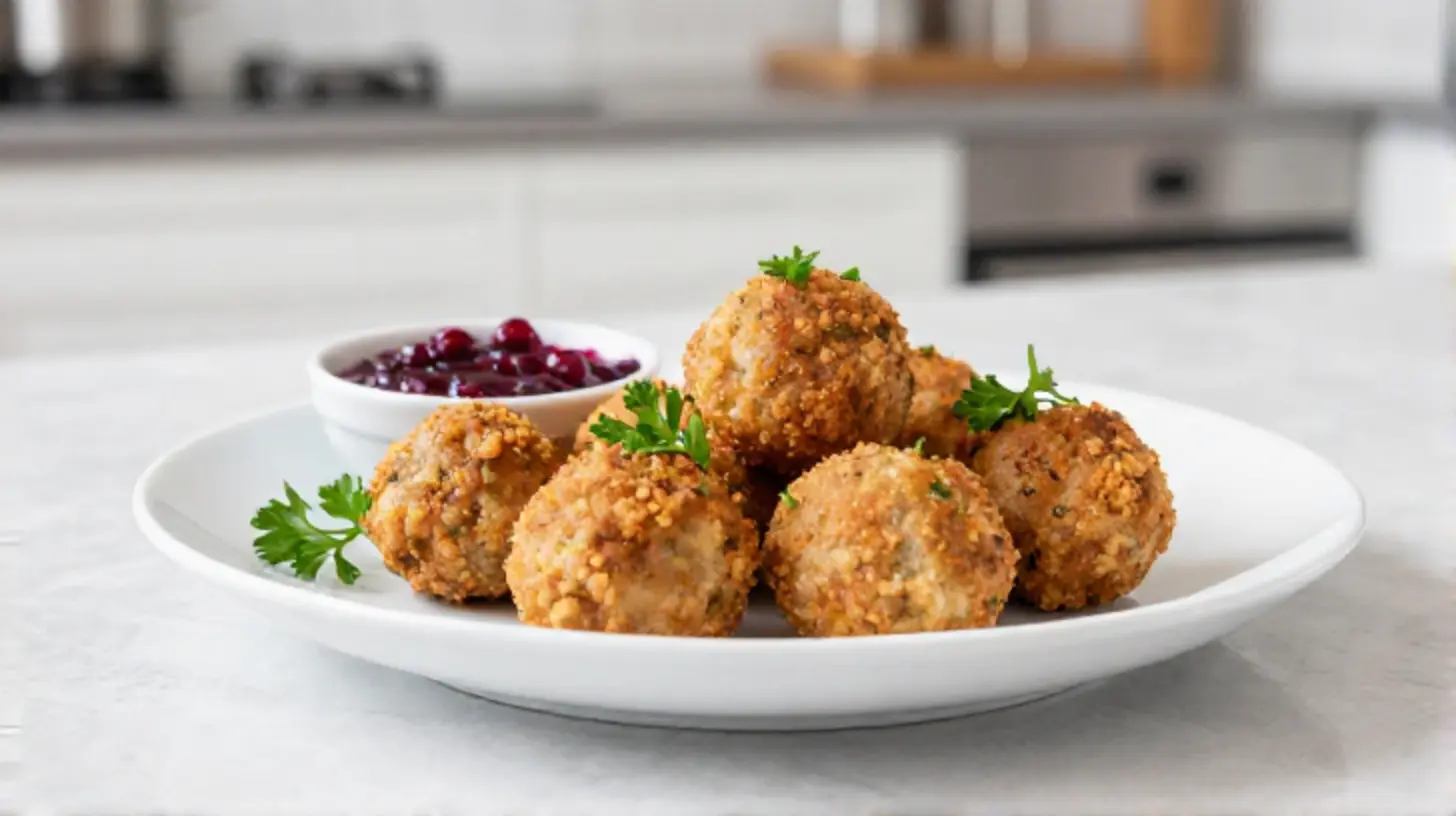 Saftige köttbullar zubereitet im Airfryer für eine gesunde und leckere Mahlzeit.