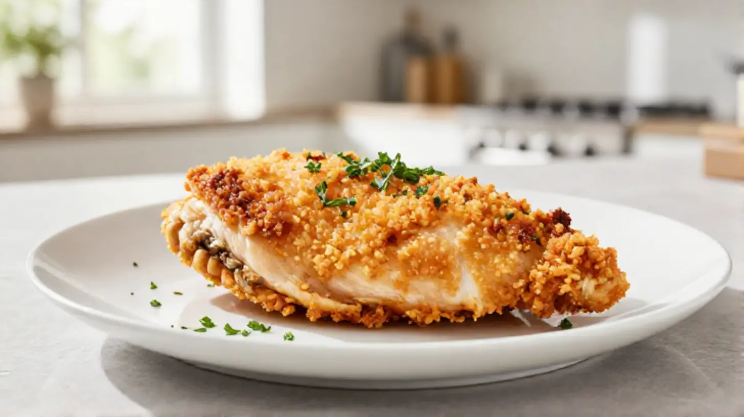 Saftige panierte Hähnchenbrust aus dem Airfryer, perfekt knusprig und lecker.