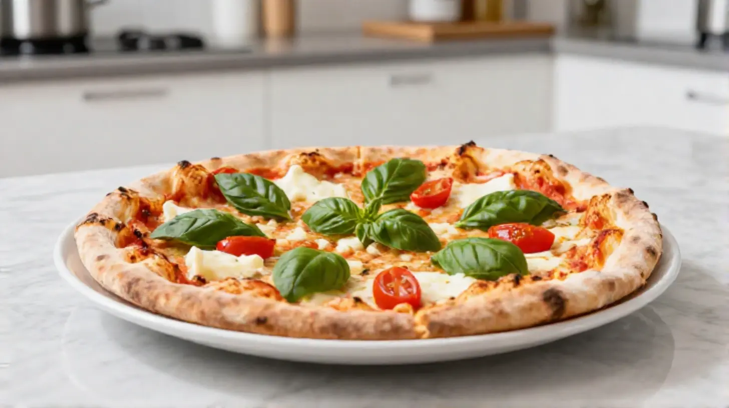 Leckere selbstgemachte Pizza im Ninja Airfryer mit perfekten knusprigen Rand.