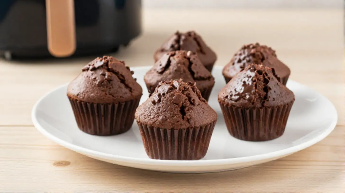 Köstliche Schoko Muffins, perfekt zubereitet im Airfryer für eine saftige Leckerei.