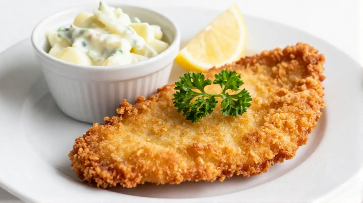 Knuspriger sellerieschnitzel aus dem Airfryer mit delikatem Geschmack.