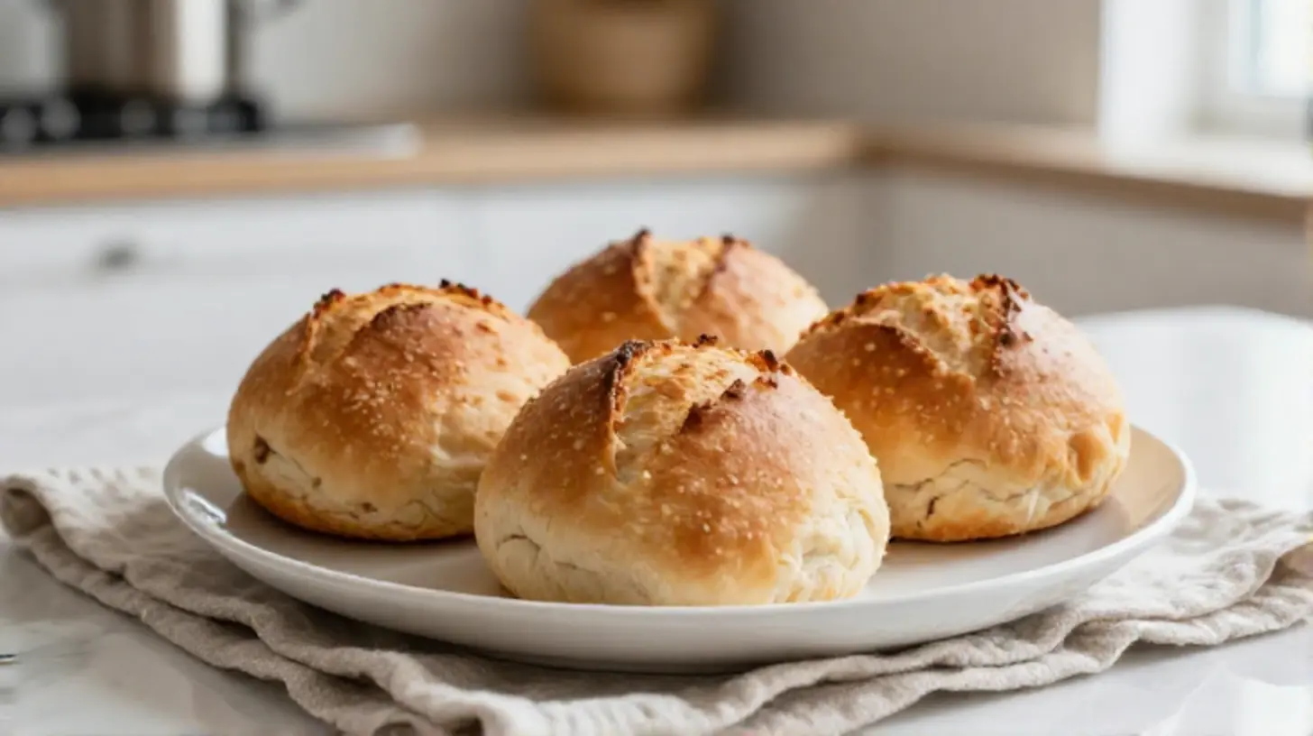 Perfekte semmeln im airfryer aufgebacken, goldbraun und knusprig.