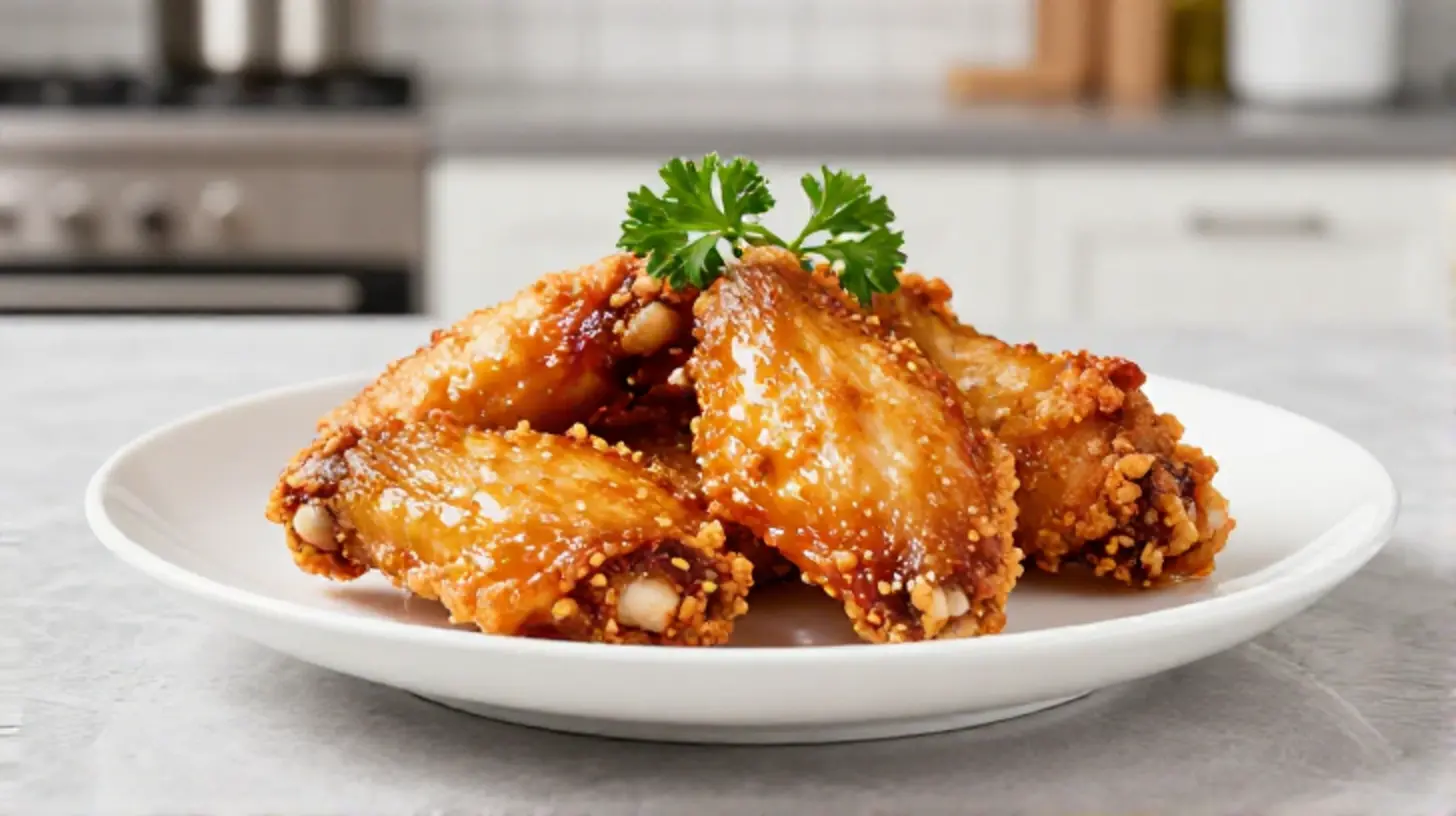 Saftige Hähnchenflügel, perfekt zubereitet im Airfryer für knusprigen Genuss.