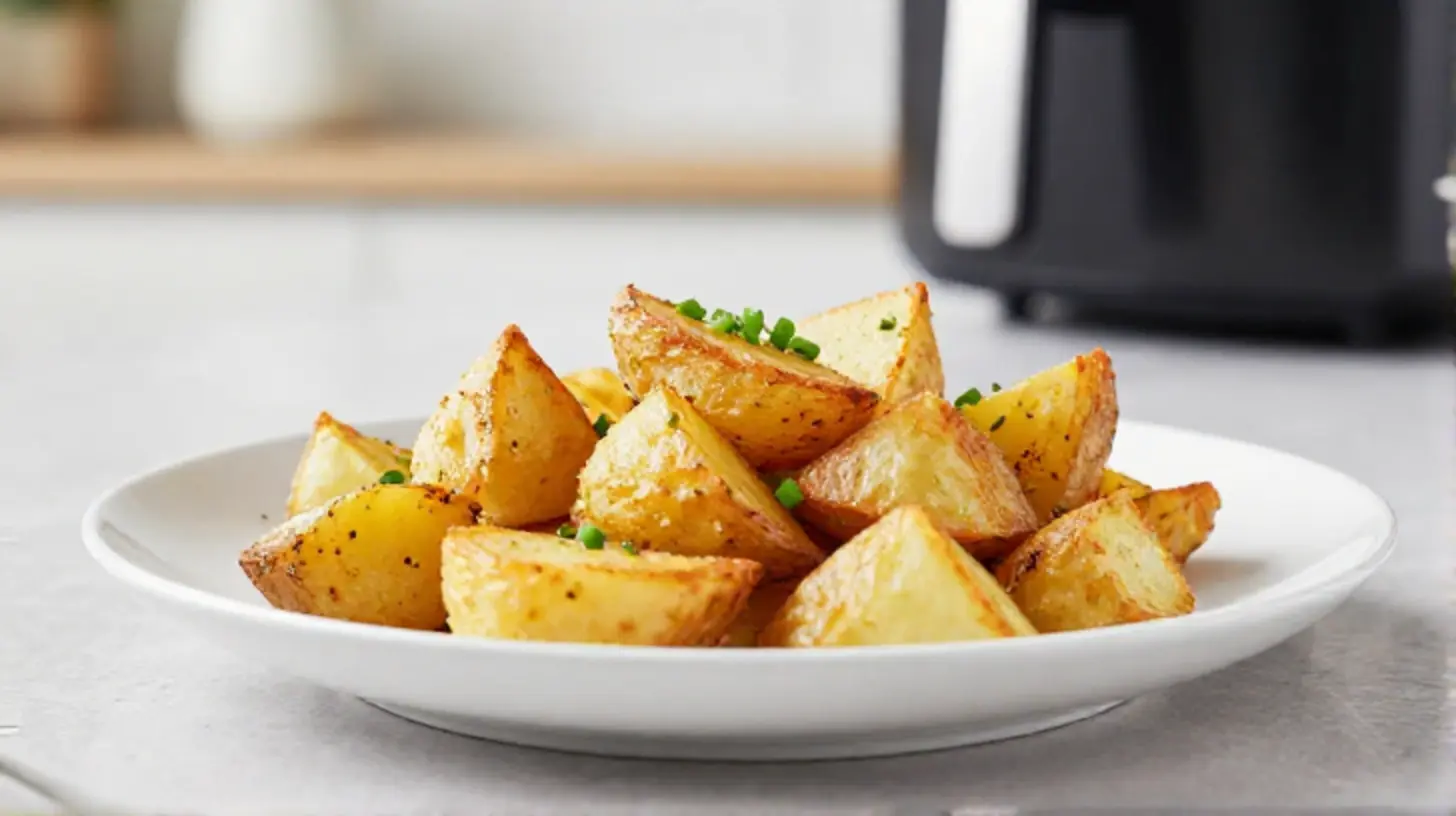 Leckere Bratkartoffeln aus gekochten Kartoffeln, perfekt zubereitet im Airfryer für eine knusprige Textur.