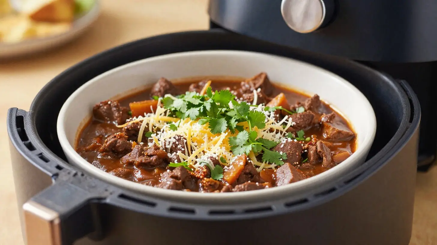 Leckeres Chili con Carne im Airfryer für eine schnelle und einfache Zubereitung.