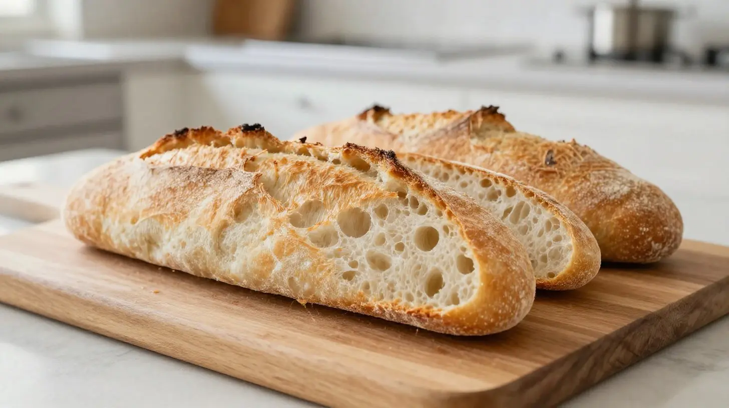 Leckeres Ciabatta aus der Heißluftfritteuse mit knuspriger Kruste und fluffiger Innenstruktur.
