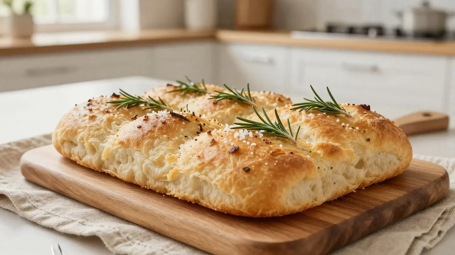 Leckere Focaccia, im Airfryer knusprig gebacken und voller Geschmack.