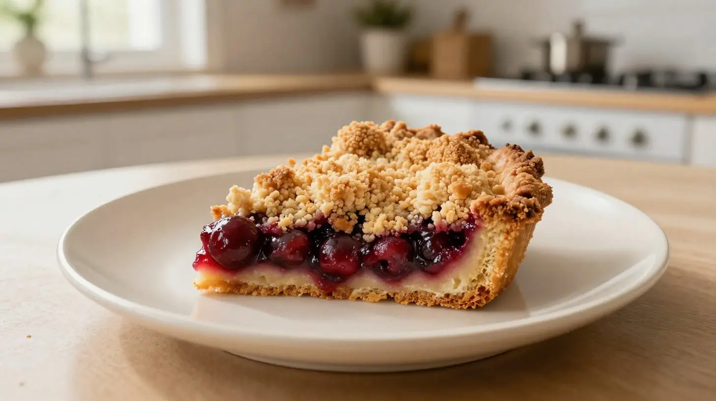 Leckere Kirschstreusel, perfekt zubereitet im Airfryer, knusprig und fruchtig.