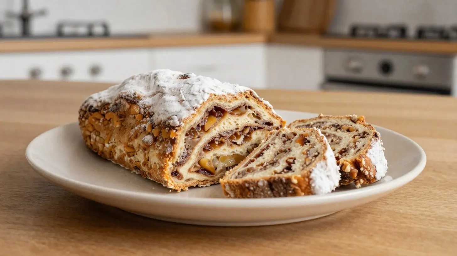 Der köstliche Marzipan-Stollen, perfekt zubereitet im Airfryer für ein schnelles und leckeres Weihnachtsgebäck.